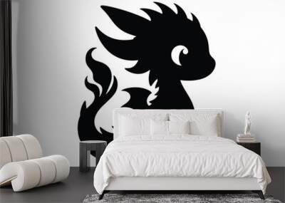 Cute baby Dragon Silhouette, Dragon Silhouette Vector Illustration. Wall mural