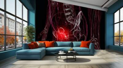 Computed tomography detects problems with reproductive and urological functions. Stylized X-ray. Disease diagnosis concept. 3d rendering Wall mural