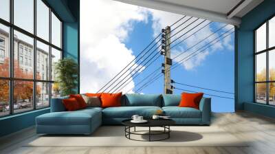 power electric cable on the sky view Wall mural