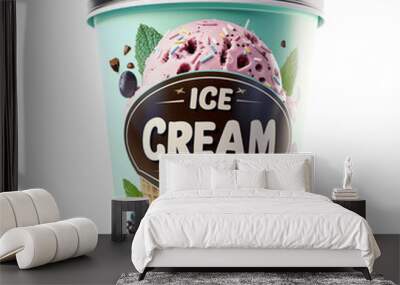 Ice cream package isolated on white transparent background, PNG Wall mural