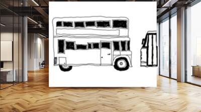 Set of land transport with hand drawing concept, minimalist, print, doodle, vector illustration (Vector) Wall mural