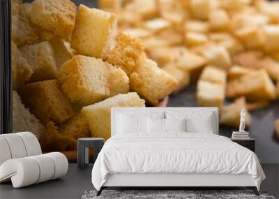 Bread crackers on a baking sheet Wall mural