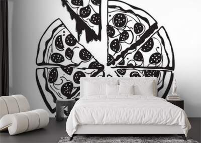 Pizza hand drawn vector image Wall mural