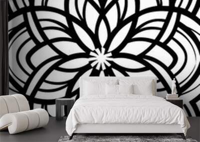 mandala design, adults coloring page smooth bold lines, thick line art, minimal cartoon style illustration,  Wall mural