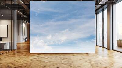 Bright Blue Sky with White Cloud background: A Clear Summer Day with Light Gradients winter cloudy and Nature Beauty texture, Horizon air in summer day. abstract Landscape spring View Wall mural