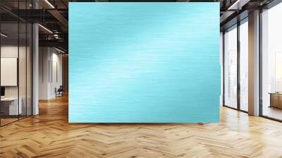 Wide Shiny smooth line metal blue color background Bright vintage Brass plate chrome panorama texture concept simple turquoise foil panel shiny backdrop, panoramic light chrome polished banner top Wall mural