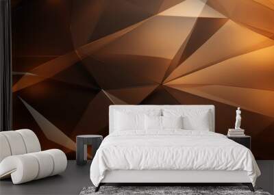 Abstract brown triangles background. Geometric patterns, polygon wallpaper. Wall mural