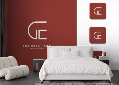 Alphabet Letters  CE, EC,    Initials Logo Monogram Wall mural