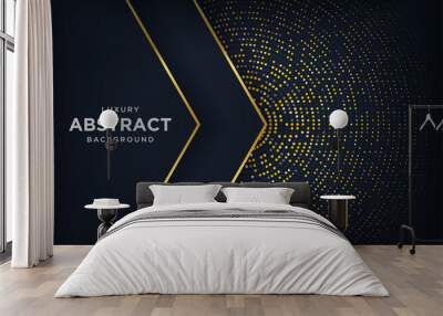 Abstract luxury dark background with a combination glowing golden dots. Overlap modern background Wall mural