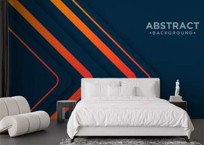 Black abstract background with orange lines. Dark modern sporty bright futuristic. Wall mural