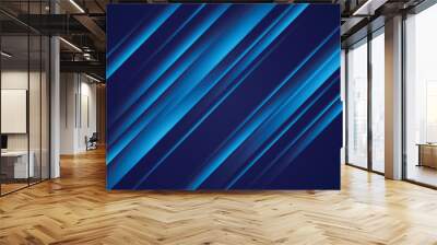 Diagonal glowing lines on a dark blue background. Wall mural