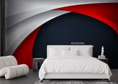 Modern black background with 3D Overlap layers effect. Graphic design elements. Wall mural