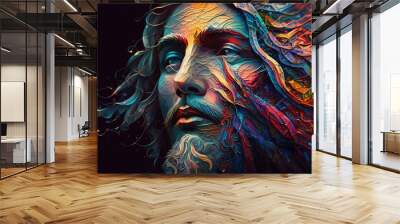 Abstract colorful portrait of Jesus Christ. Corpus Christi, Easter, Religious concept. Wall mural