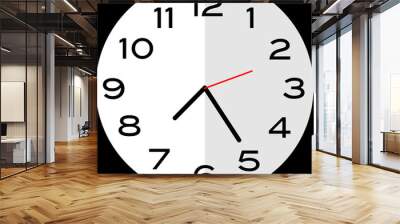 25 minutes past 7 o'clock analog clock icon Wall mural