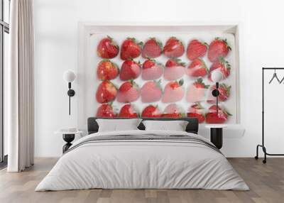 Premium Strawberry in box set isolate on white background Wall mural