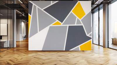 Yellow and grey abstract textured  geometry background . - Image Wall mural