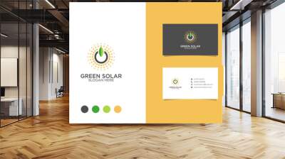 Green solar logo design and business cards Wall mural