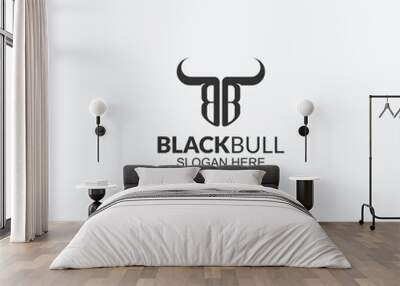 Letter BB Horned bull logo design Wall mural