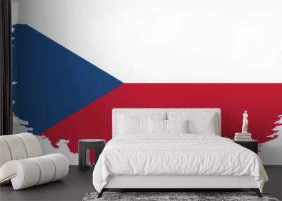 Hand drawn brush stroke flag of Czech illustration on white background Wall mural