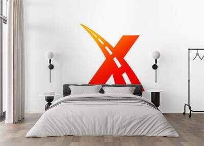 letter X logo with road shape Wall mural