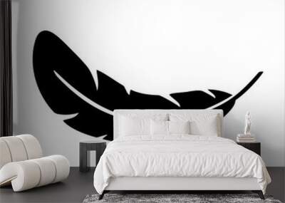 Feather black vector icon isolated on white background Wall mural