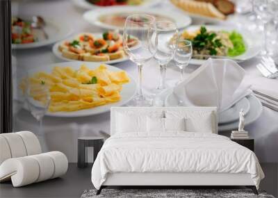 table set service with silverware and glass Wall mural