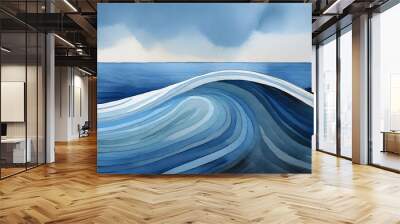 ocean water waves illustration texture blue lines isolated png for copy space text lake wave flowing motion web banner watercolor effect backdrop fun pool calm water cartoon hand painted details Wall mural