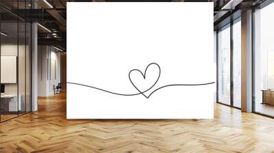 One line drawing heart, Hand drawn vector minimalist illustration of love concept Wall mural