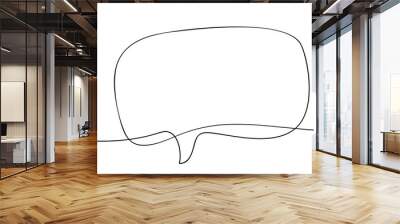 Speech bubble continuous one line drawing, Black and white graphics vector minimalist linear illustration made of single line Wall mural