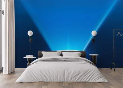 Blue shining flashlight triangular light vector background Wall mural