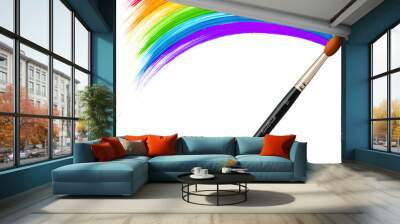 Vector brush painting rainbow Wall mural