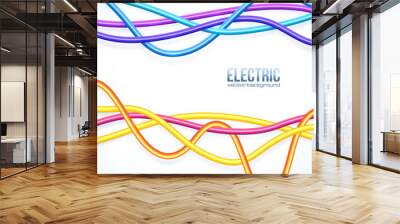 Vector hanging colored cables vector background Wall mural