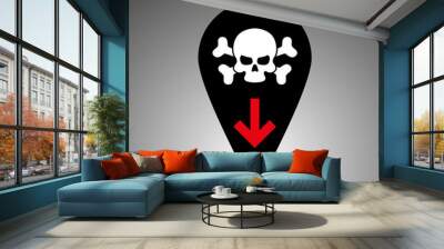 Black icon deaths from the coronavirus in pins, Covid-19. skulls and crossbones, symbol of death, danger or poison. Vector illustration Wall mural