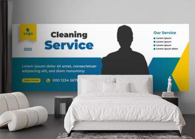 Best cleaning service Facebook cover design and web banner template Wall mural