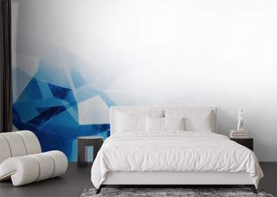 Abstract geometric  design with overlapping blue transparent shapes on a white background Wall mural