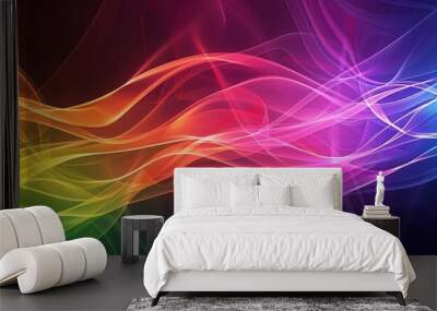 Colorful light waves in an abstract design creating a vivid spectrum Wall mural