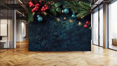 Christmas decor background with place for text Wall mural