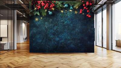 christmas decor background with place for text Wall mural