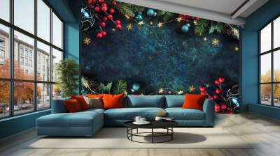 Christmas decor background with place for text Wall mural