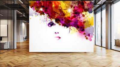 abstract design elements with women face Wall mural