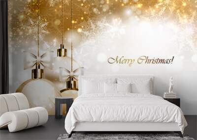 christmas background with three christmas baubles Wall mural