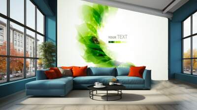 green branch with abstract leaves Wall mural