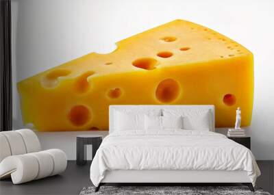 Delicious piece of cheese, isolated on white background Wall mural