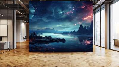 beautiful space, galaxy background Wall mural