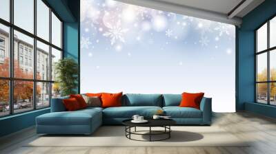 Christmas and Winter banner design of snowflake with light vector illustration Wall mural