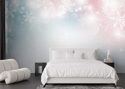 Christmas background design of snowflake and bokeh with light effect vector illustration Wall mural