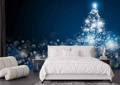 Christmas tree design at night vector illustration Wall mural