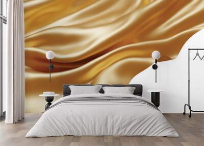 Gold fabric flying in the wind isolated on white background 3D render Wall mural