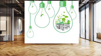 Think green design on white background Wall mural