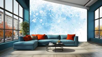 Winter and Christmas background design of snowflake on blue watercolor with copy space Wall mural